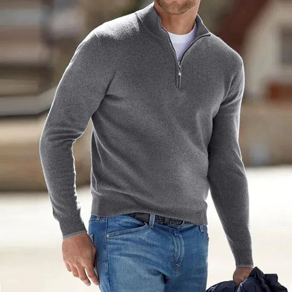 Henoch® | Men’s Quarter Zip Sweater With High Collar - Image 3