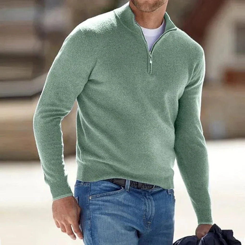 Henoch® | Men’s Quarter Zip Sweater With High Collar - Image 5