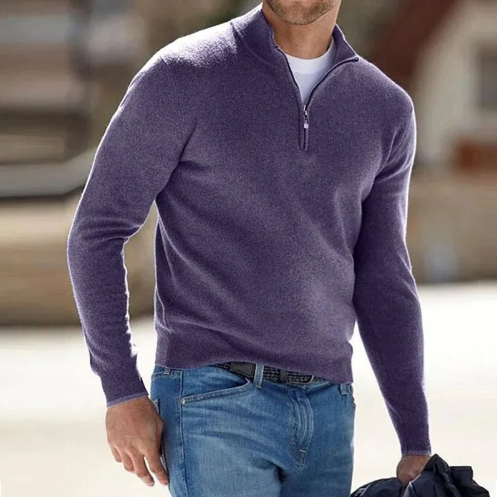 Henoch® | Men’s Quarter Zip Sweater With High Collar - Image 7