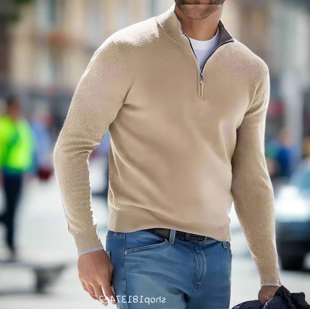Henoch® | Men’s Quarter Zip Sweater With High Collar - Image 8
