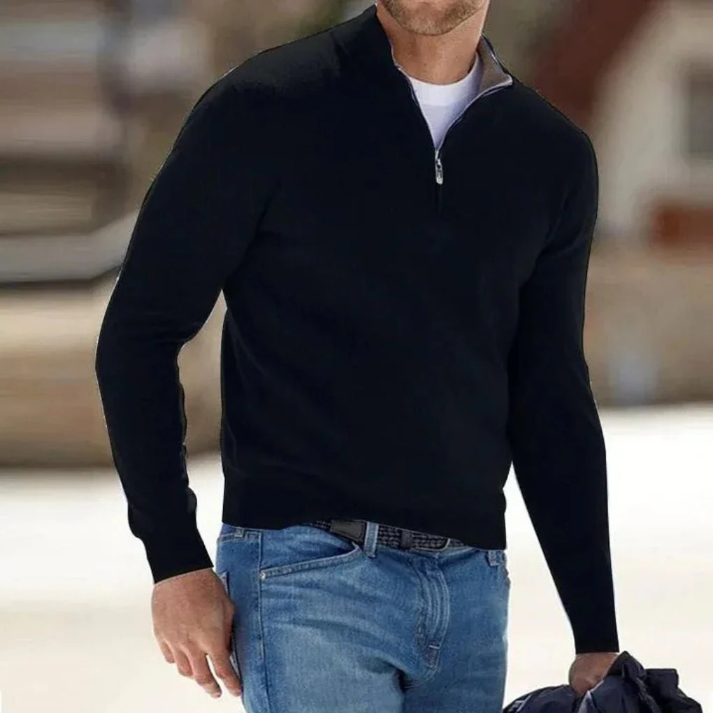 Henoch® | Men’s Quarter Zip Sweater With High Collar - Image 9