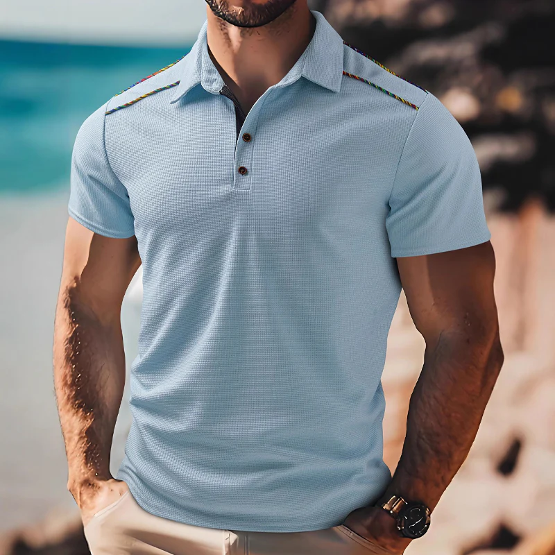 Henry | Men'S Waffle Stitching Short-Sleeved Polo Shirt - Image 2