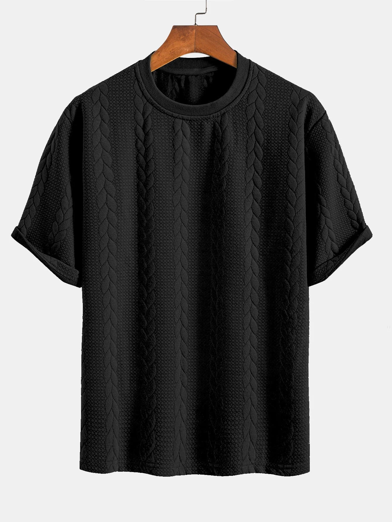 Heraclio® | Relax Fit Mid-Length Sleeve Twist Jacquard T-Shirt & Shorts - Image 13