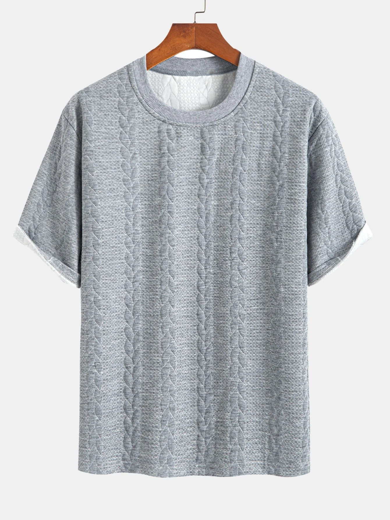 Heraclio® | Relax Fit Mid-Length Sleeve Twist Jacquard T-Shirt & Shorts - Image 15