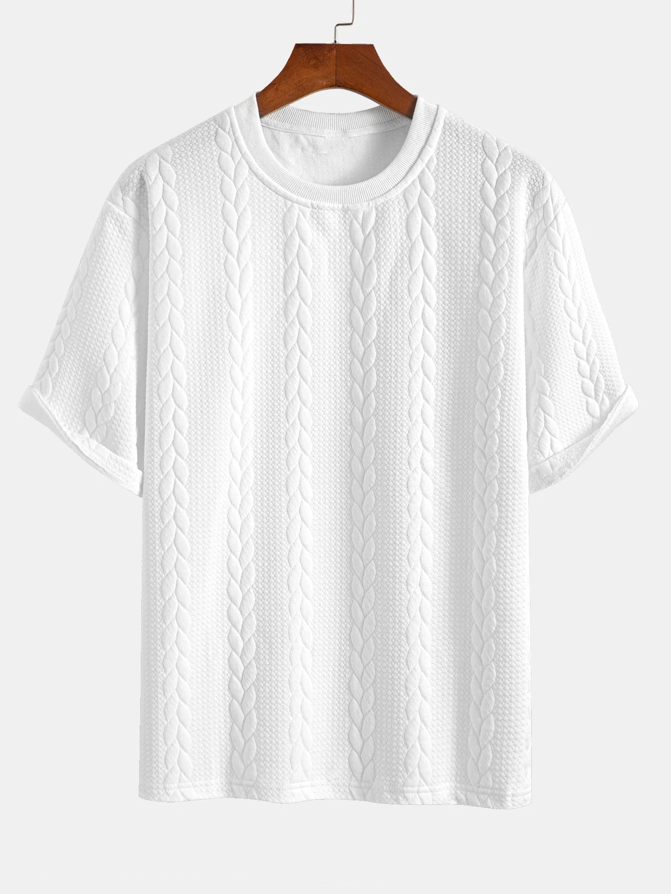 Heraclio® | Relax Fit Mid-Length Sleeve Twist Jacquard T-Shirt & Shorts - Image 5