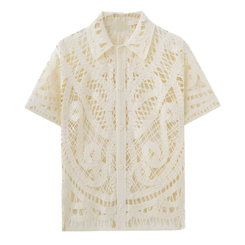 Herbert | Men'S Solid Color Knitted Jacquard Short-Sleeved Shirt - Image 3