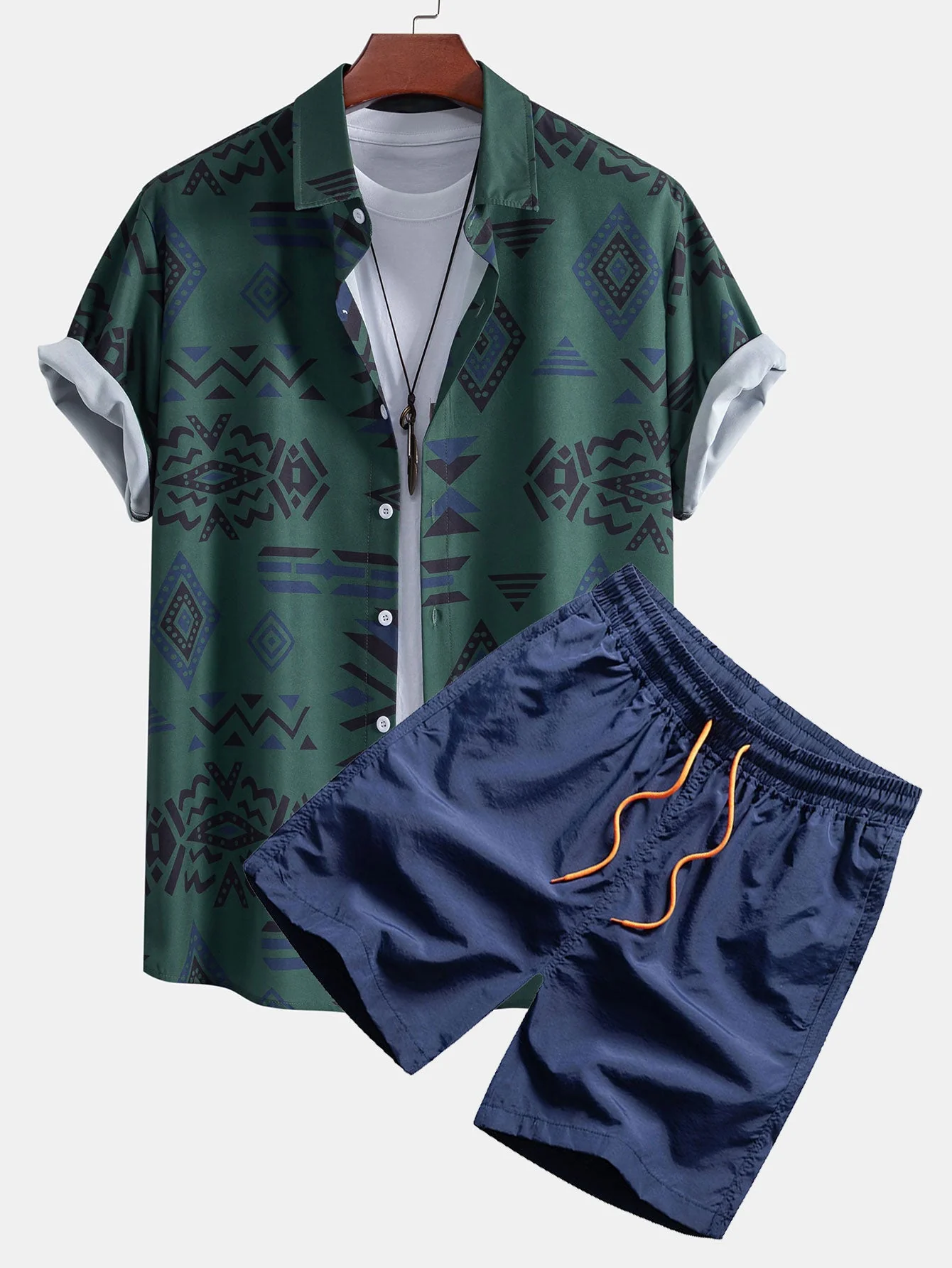 Hermes® | Aztec Geometric Print Shirt & Swim Shorts - Image 3