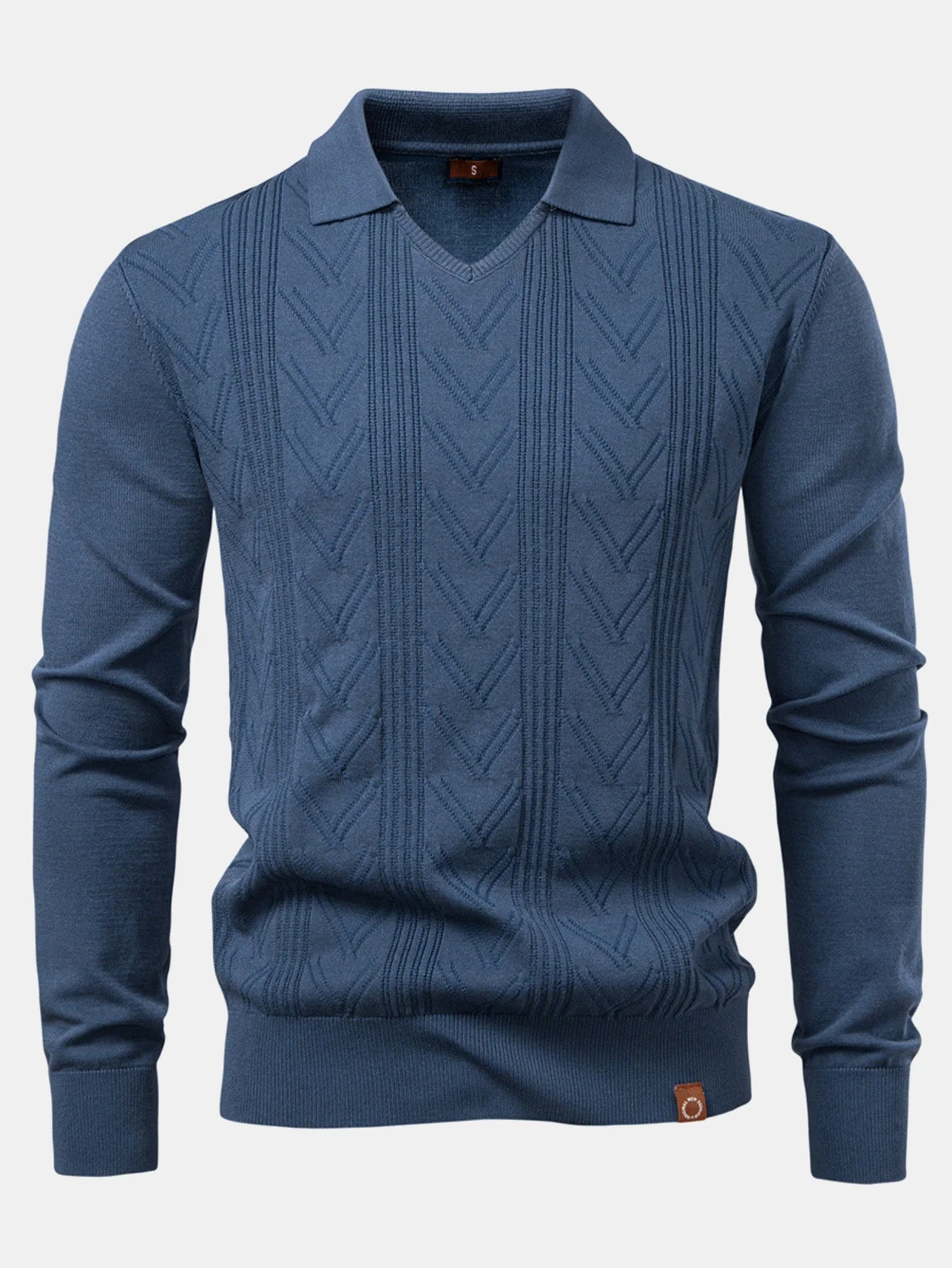 Hernán® | Long Sleeve V-Neck Knit Polo Shirt - Image 7