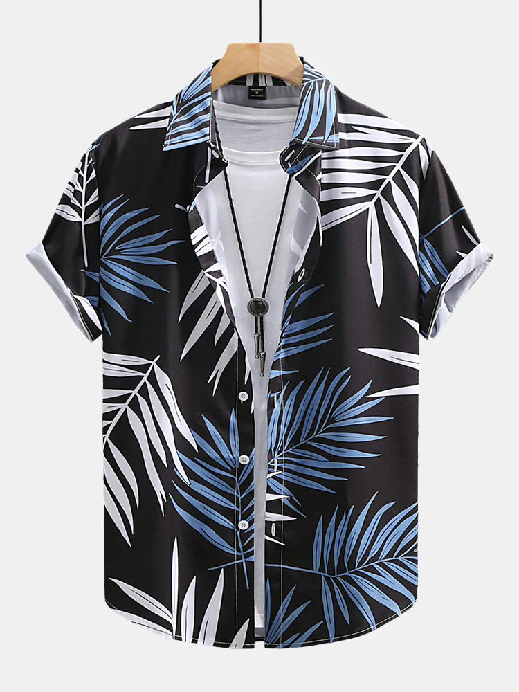 Herodoto® | Tropical Leaves Print Button Up Shirt & Swim Shorts - Image 3