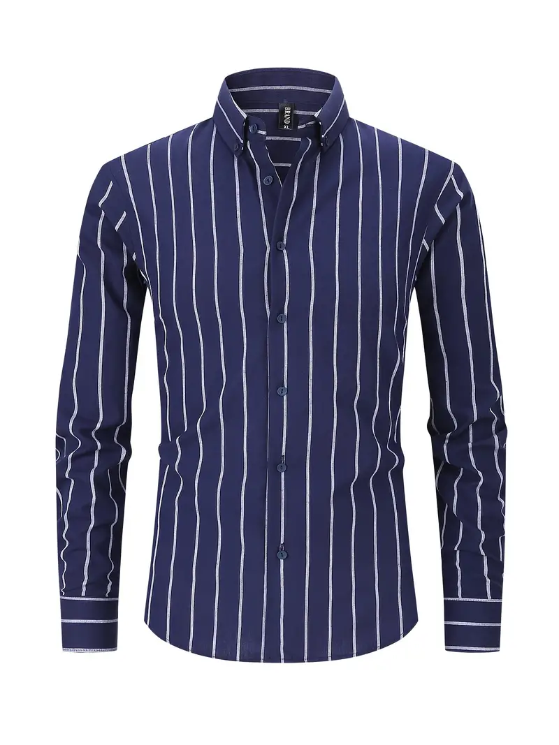 Higinio® | Casual Striped Long Sleeve Shirt For Men - Image 7