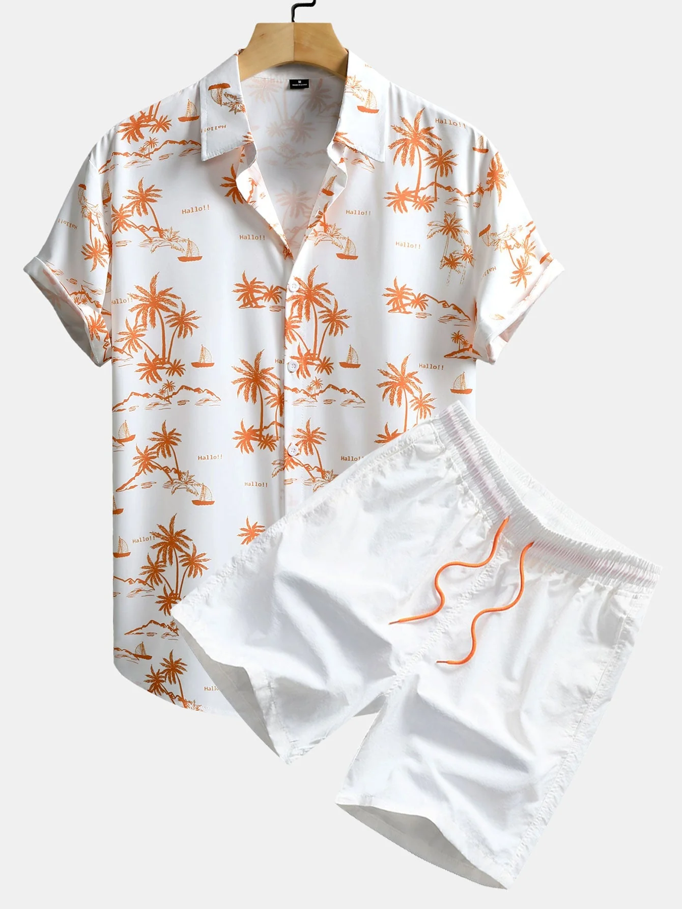 Hipólito® | Palm Tree Print Button Up Shirt & Swim Shorts - Image 2