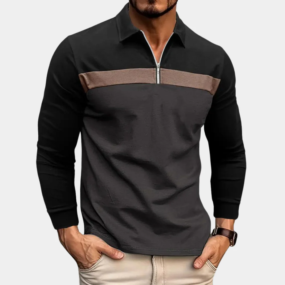 Hiram® | Long Sleeve Polo Shirt For Men - Image 3