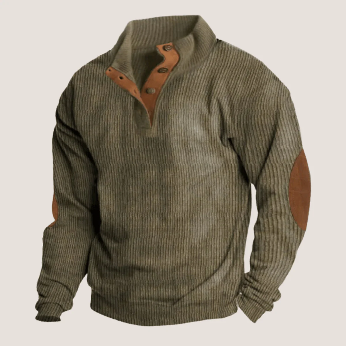 Hoel | Men's ribbed sweater with suede elbow patches