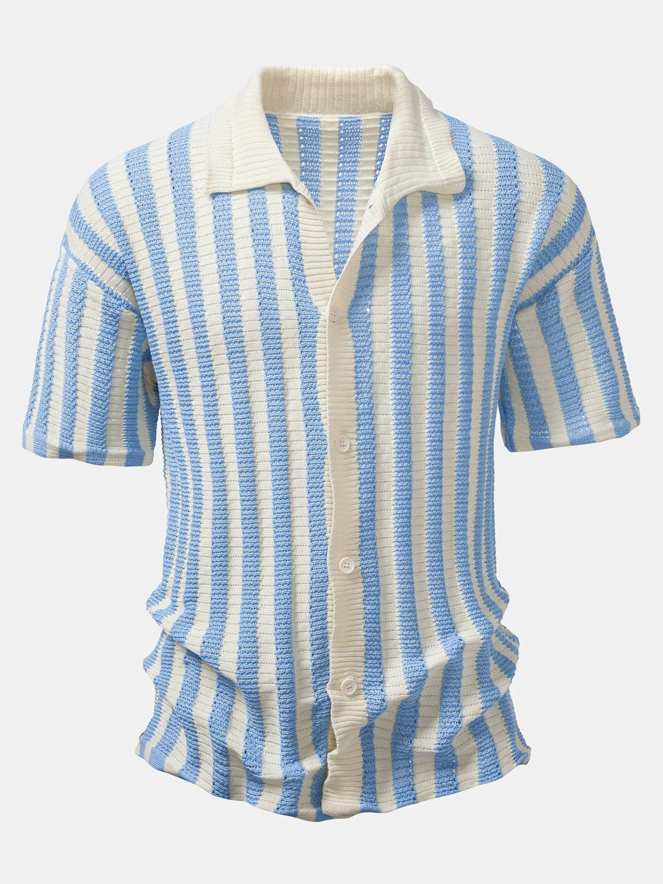 hola CROCHET STRIPED GRADIENT SHOULDER SHIRT & STRAIGHT LEG LINEN PANTS - Image 7