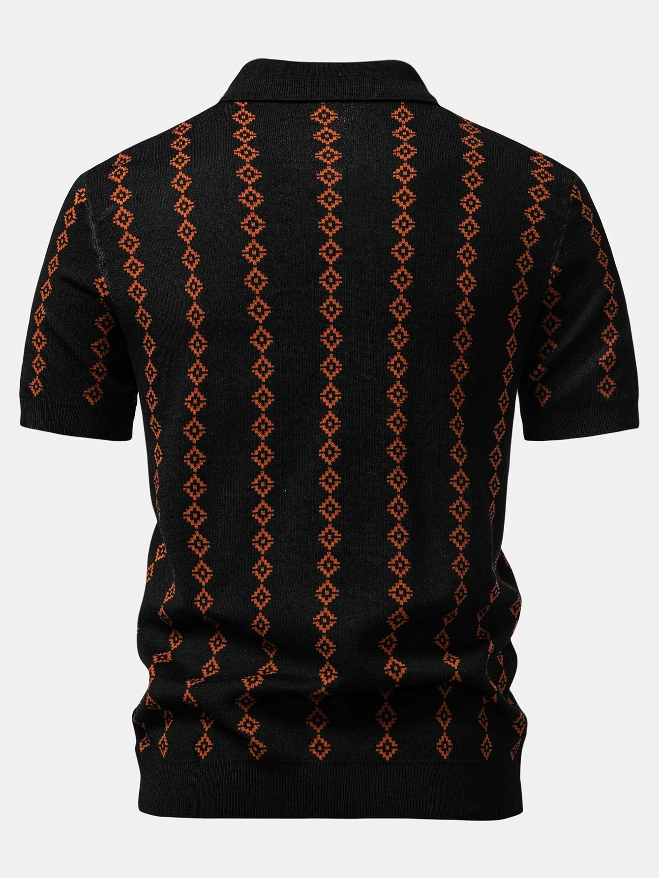 hola Geometric Knit V-Neck Polo Shirt - Image 4