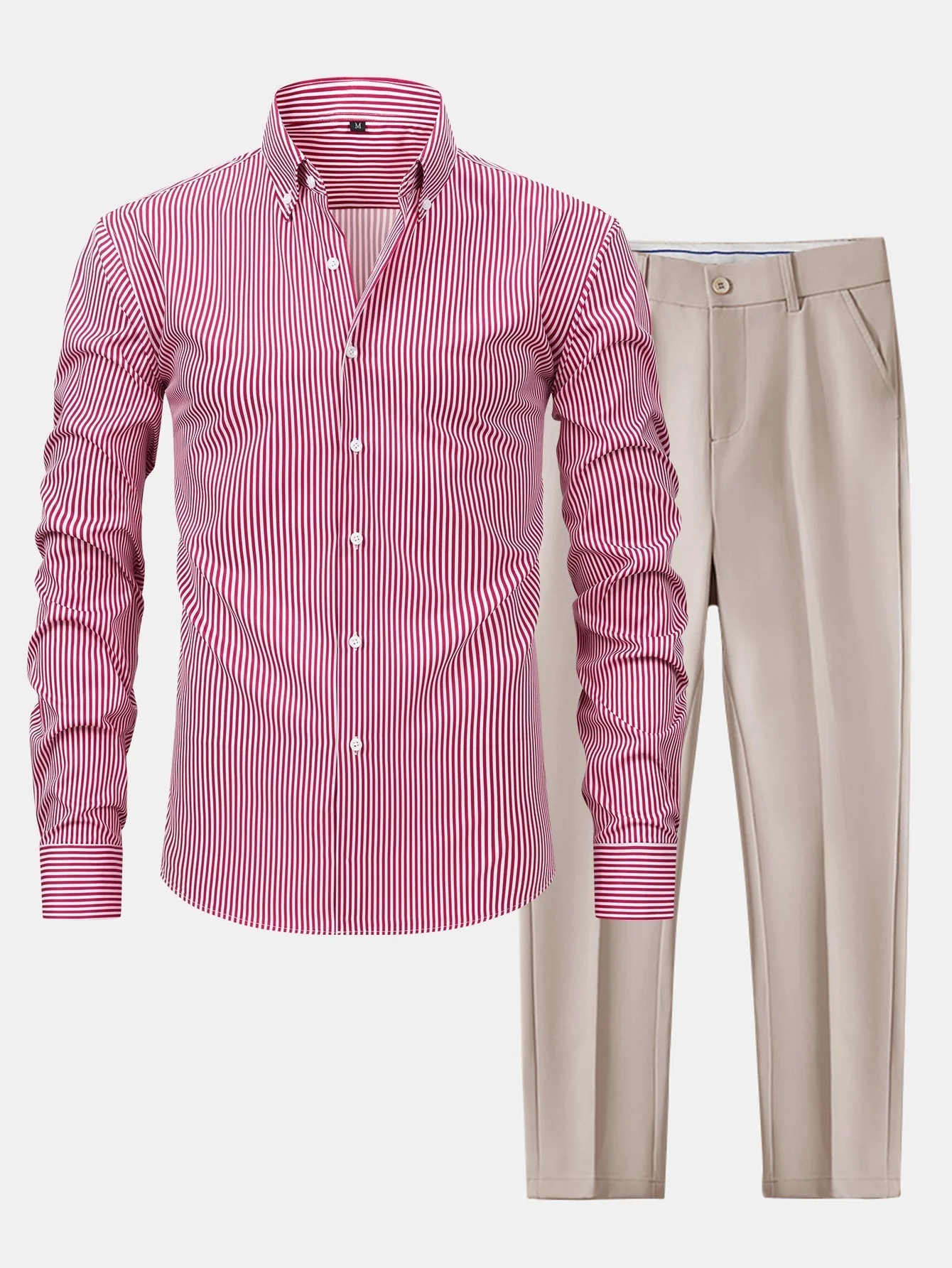 hola STRIPED LONG SLEEVE BUTTON-DOWN SHIRT & SLIM FIT SKINNY LEG PANTS - Image 7