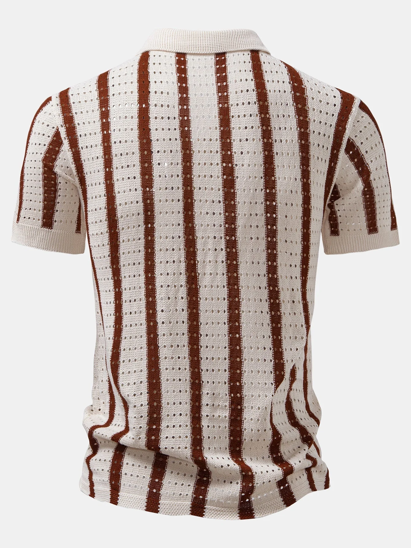 hola Striped shirt with knitted eyelets & straight leg linen trousers - Image 5