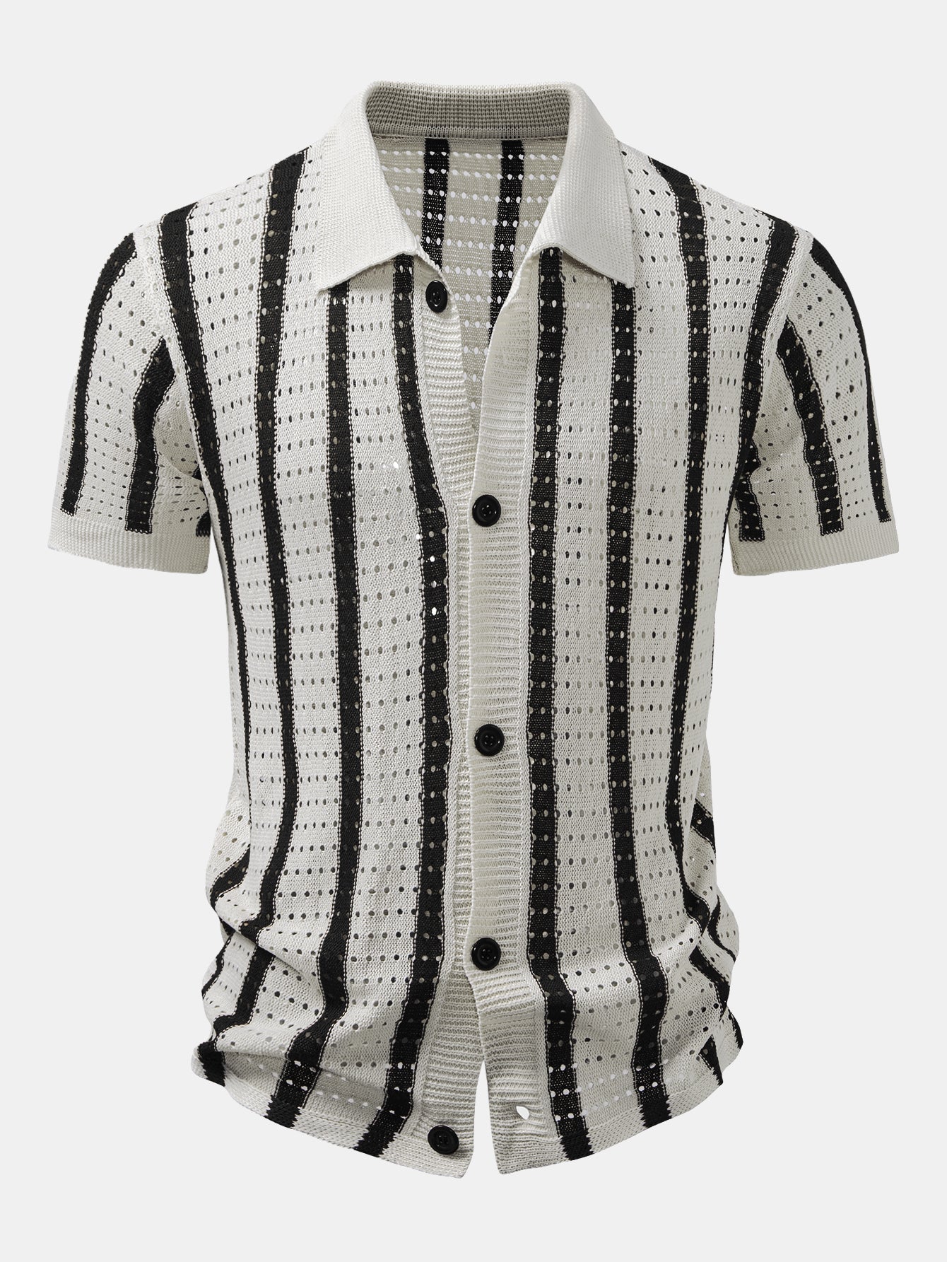hola STRIPED SHIRT WITH MESH EYELET - Image 3