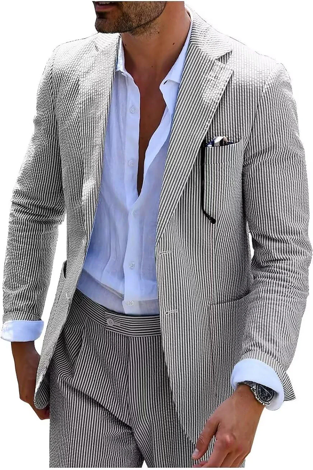 Hola Striped Summer Suit (Pants + Jacket) - Image 3