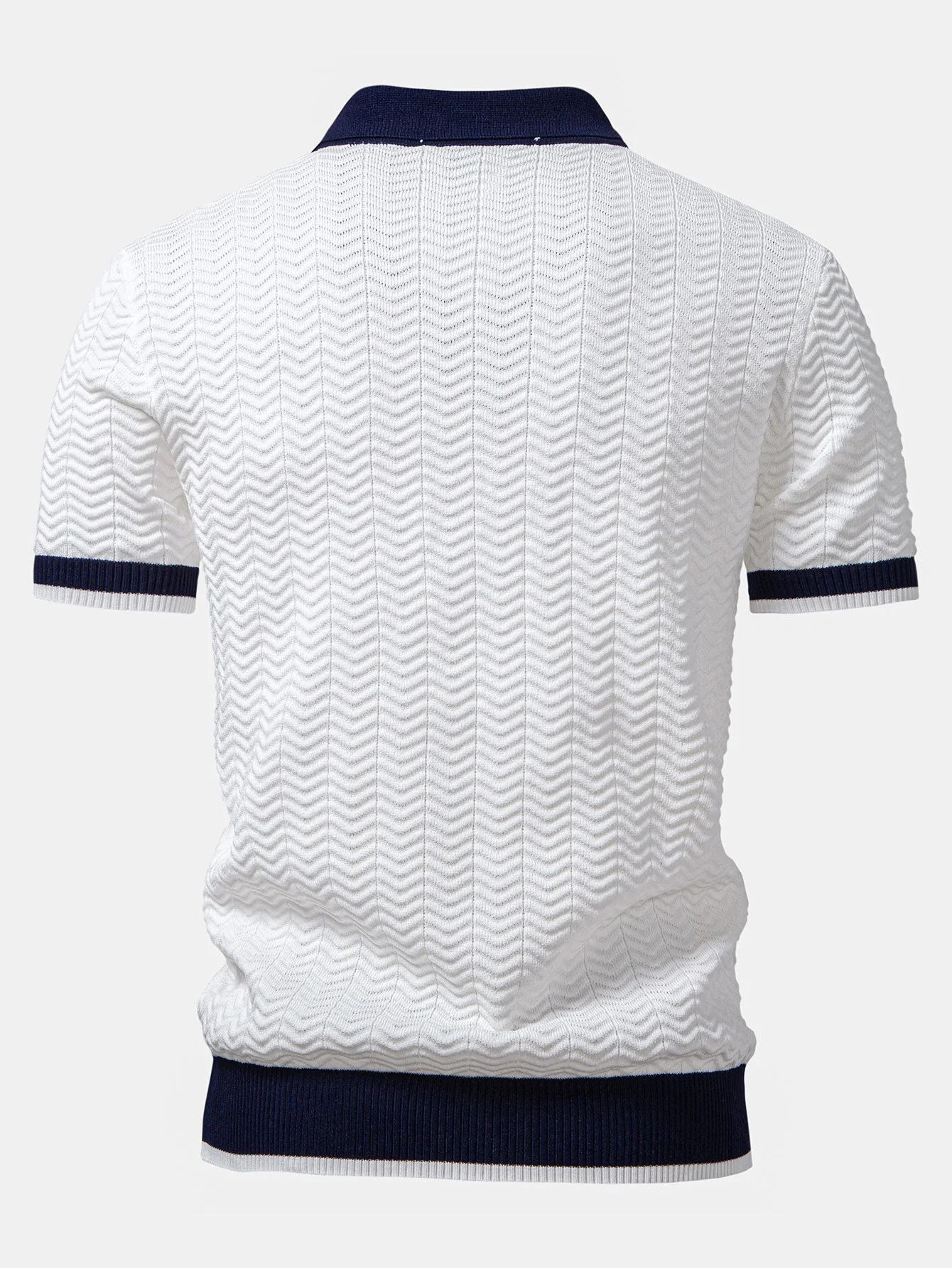 hola V-NECK KNIT POLO SHIRT WITH TEXTURE CONTRAST - Image 2