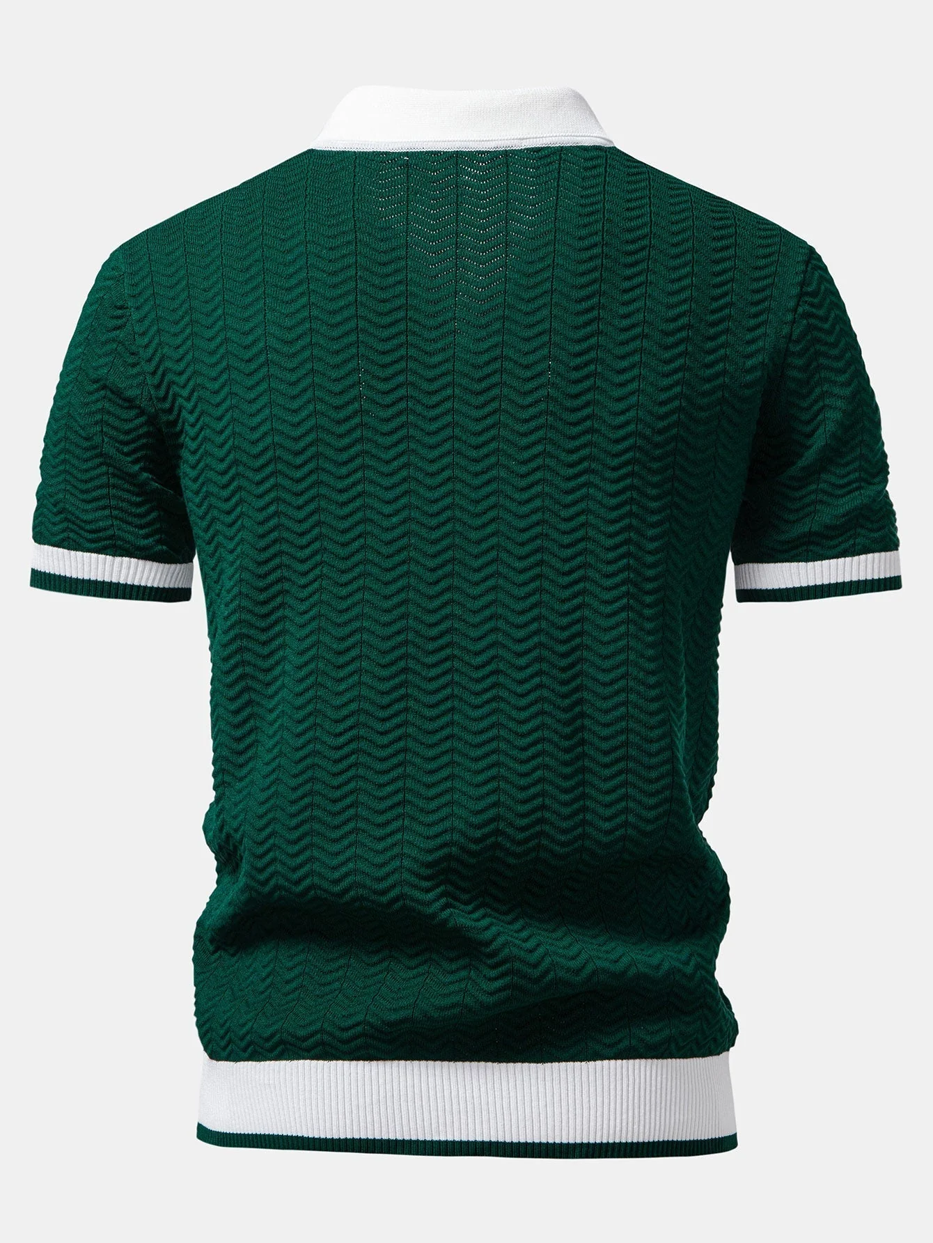 hola V-NECK KNIT POLO SHIRT WITH TEXTURE CONTRAST - Image 4