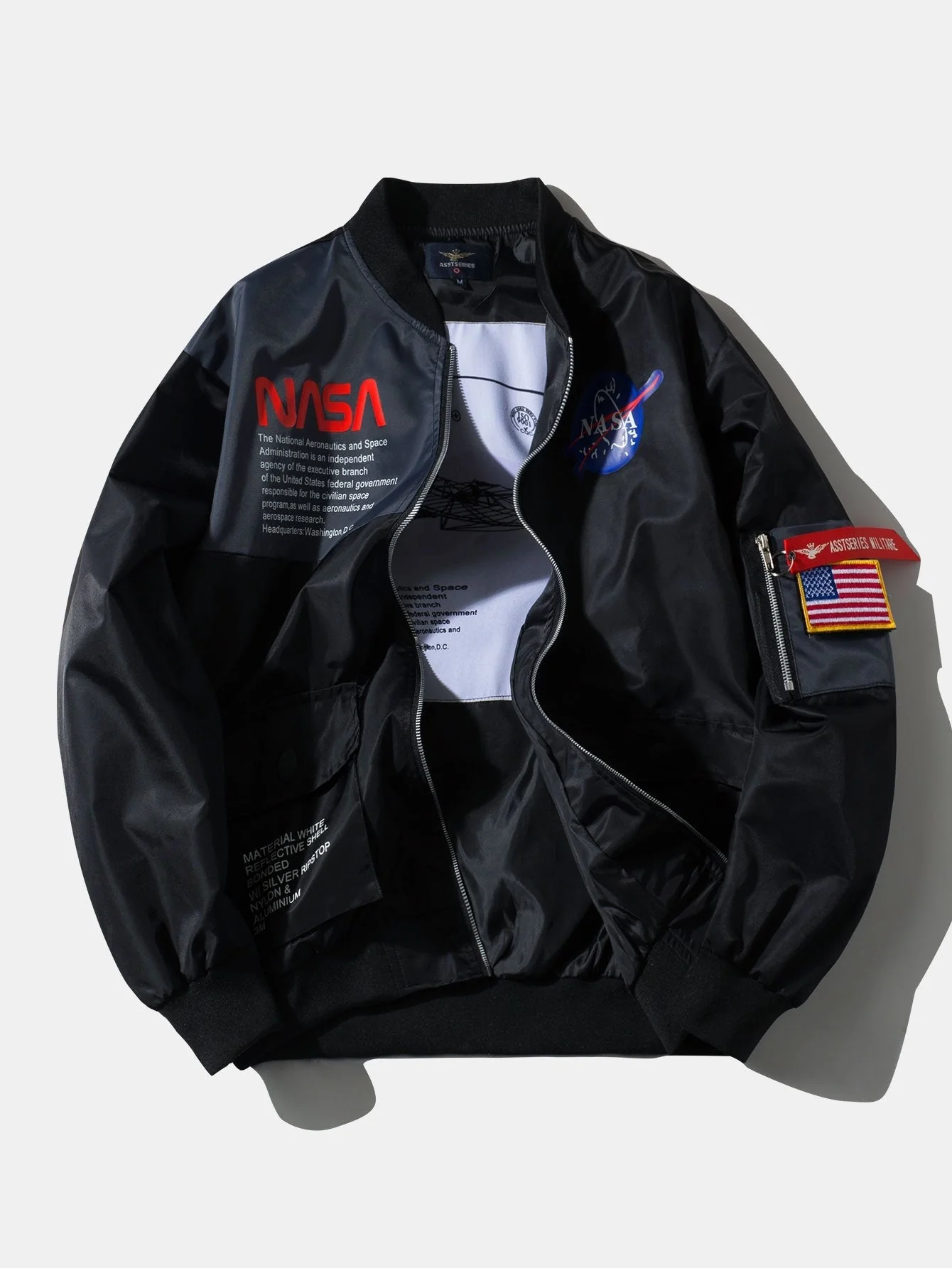 Holden | Oversized NASA Print Bomber Jacket - Image 3