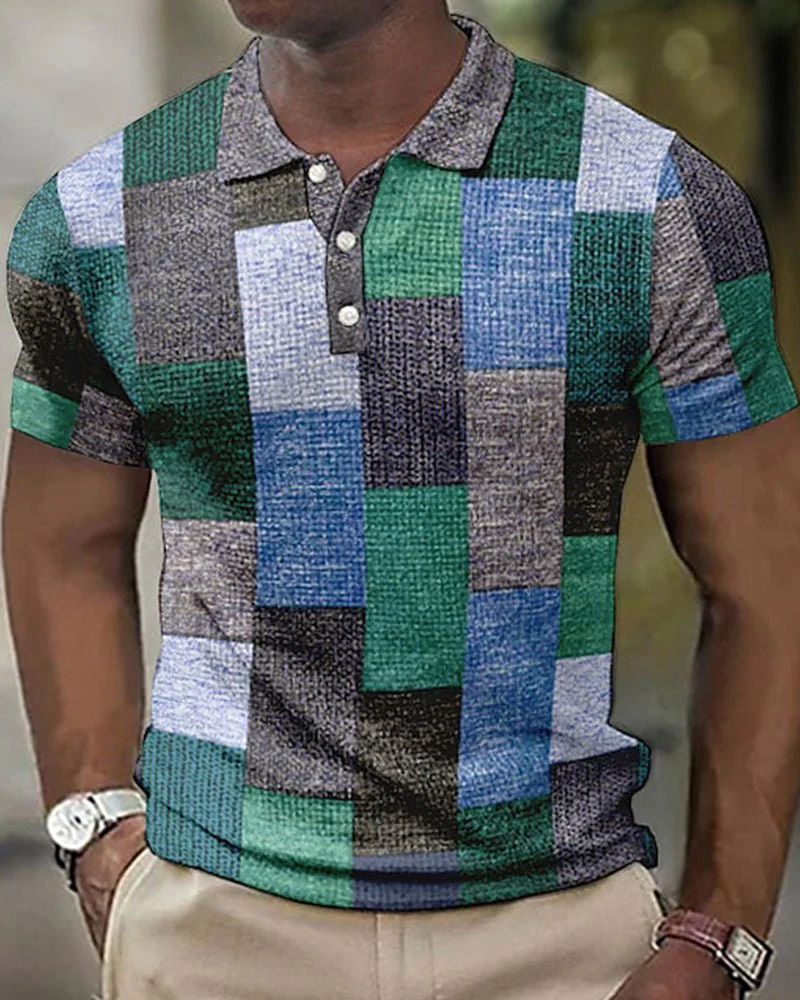 Hollis | Men's Checkered Polo Shirt - Image 2
