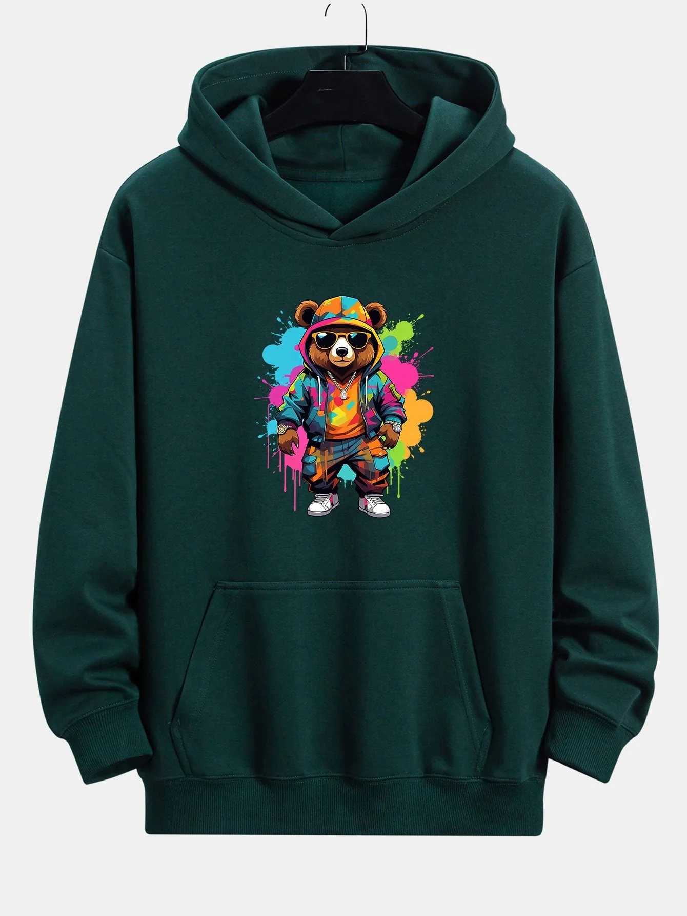 Houston | Ink Bear Print Relax Fit Hoodie - Image 2