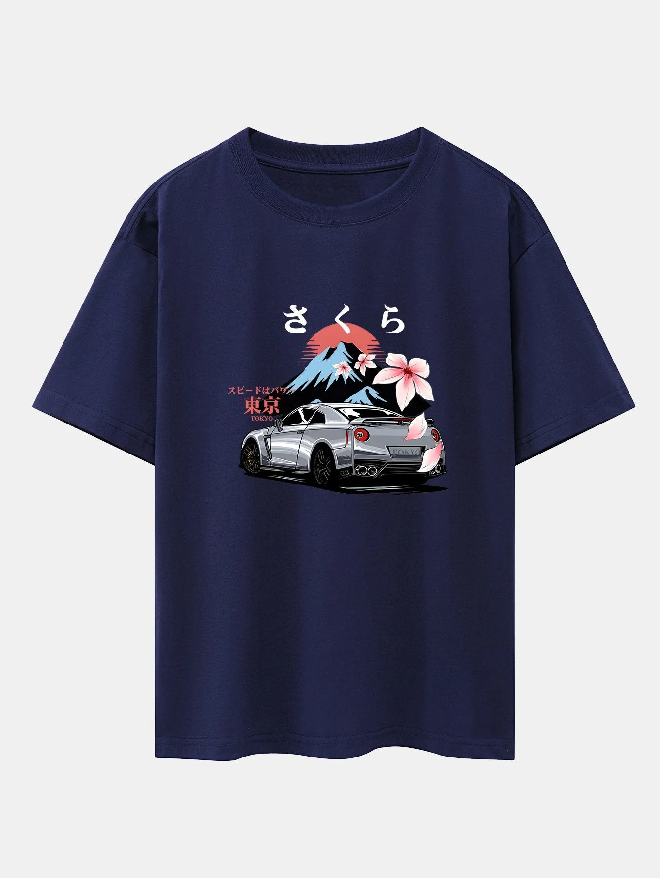 Howard® | Tokyo Cherry Blossoms Car Print Drop Shoulder Oversize T-Shirt - Image 11
