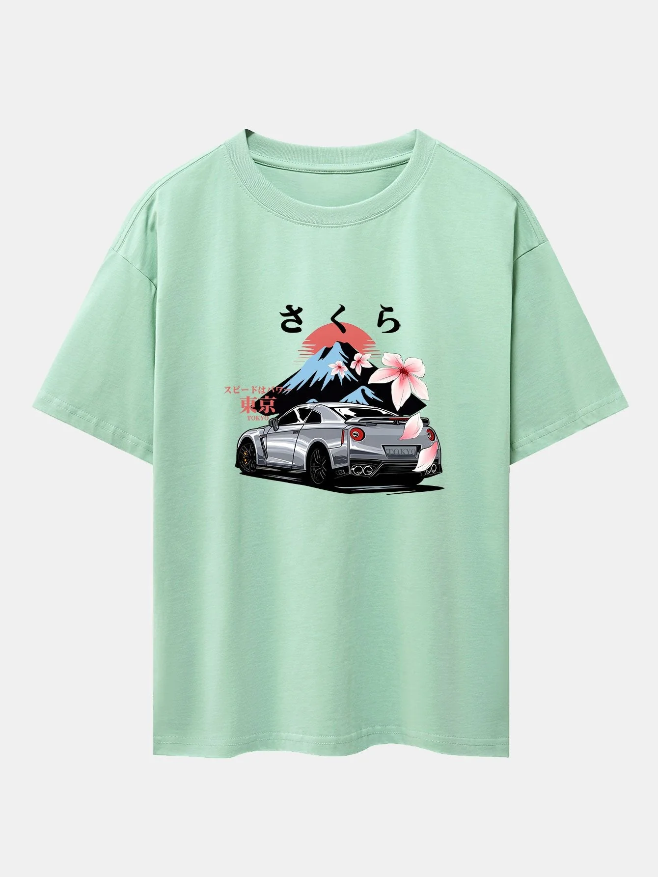 Howard® | Tokyo Cherry Blossoms Car Print Drop Shoulder Oversize T-Shirt - Image 12
