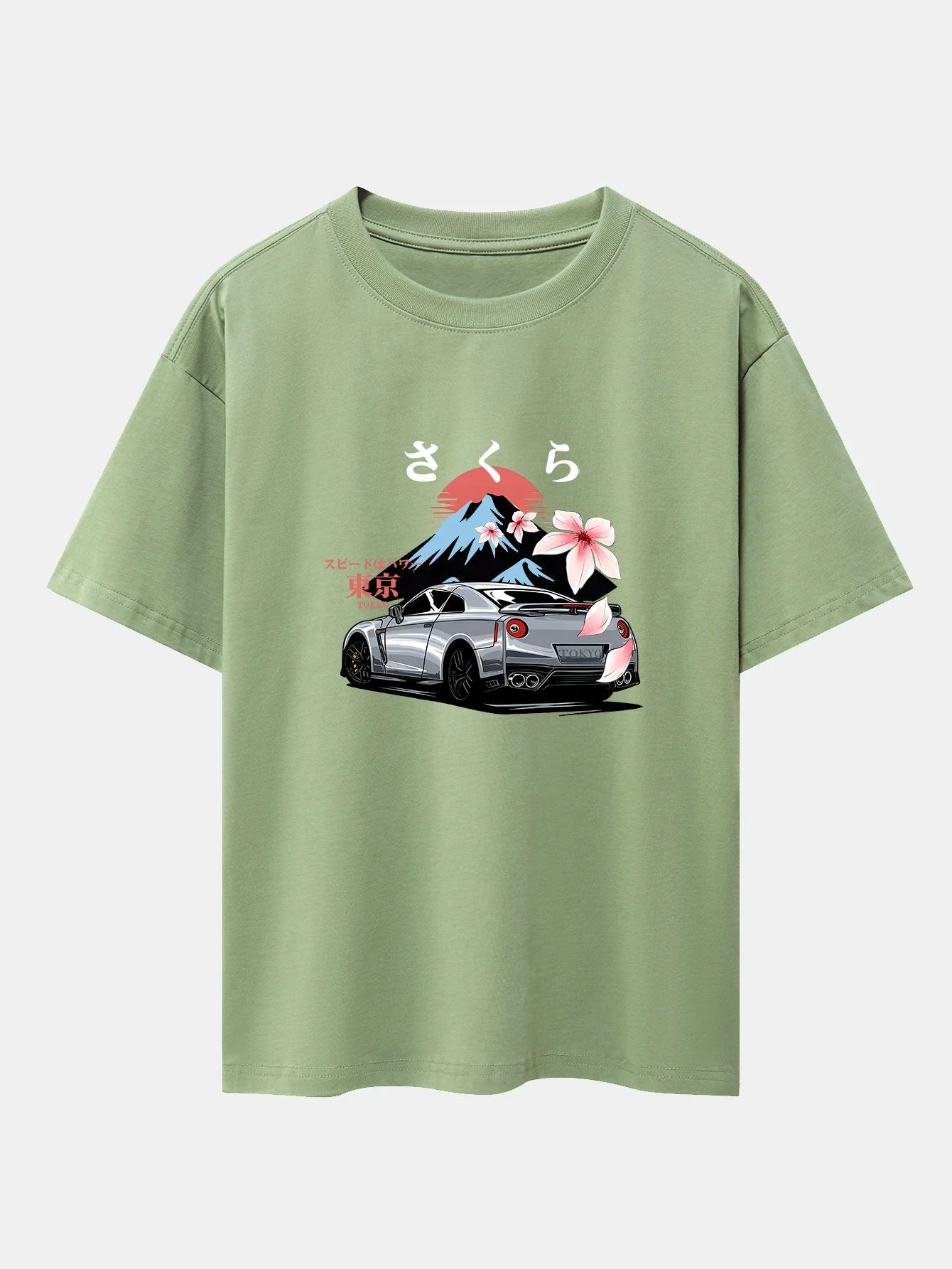 Howard® | Tokyo Cherry Blossoms Car Print Drop Shoulder Oversize T-Shirt - Image 13