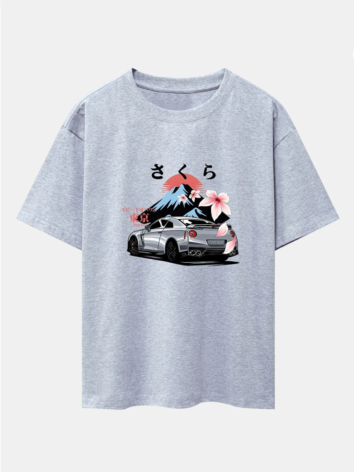 Howard® | Tokyo Cherry Blossoms Car Print Drop Shoulder Oversize T-Shirt - Image 14