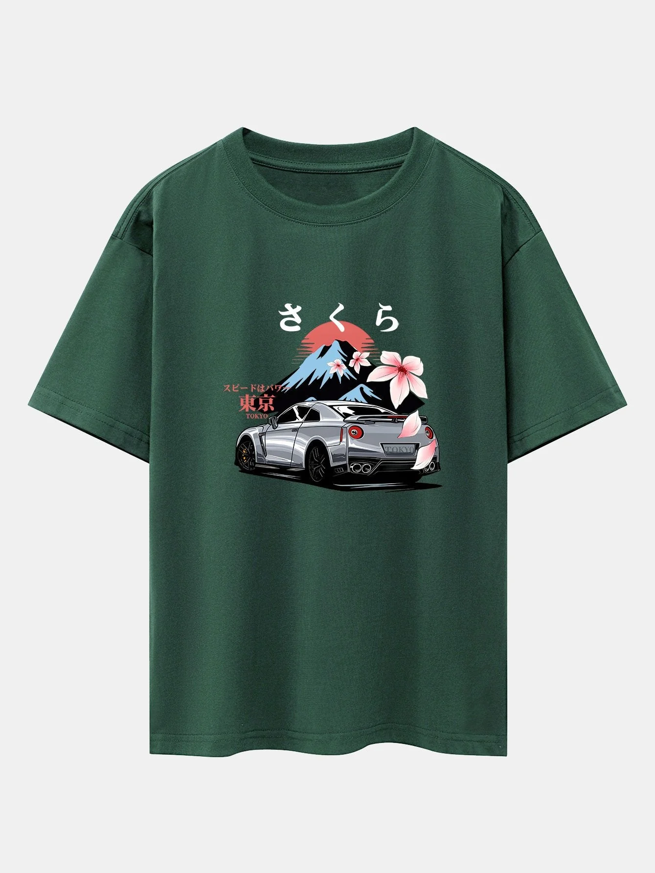 Howard® | Tokyo Cherry Blossoms Car Print Drop Shoulder Oversize T-Shirt - Image 5