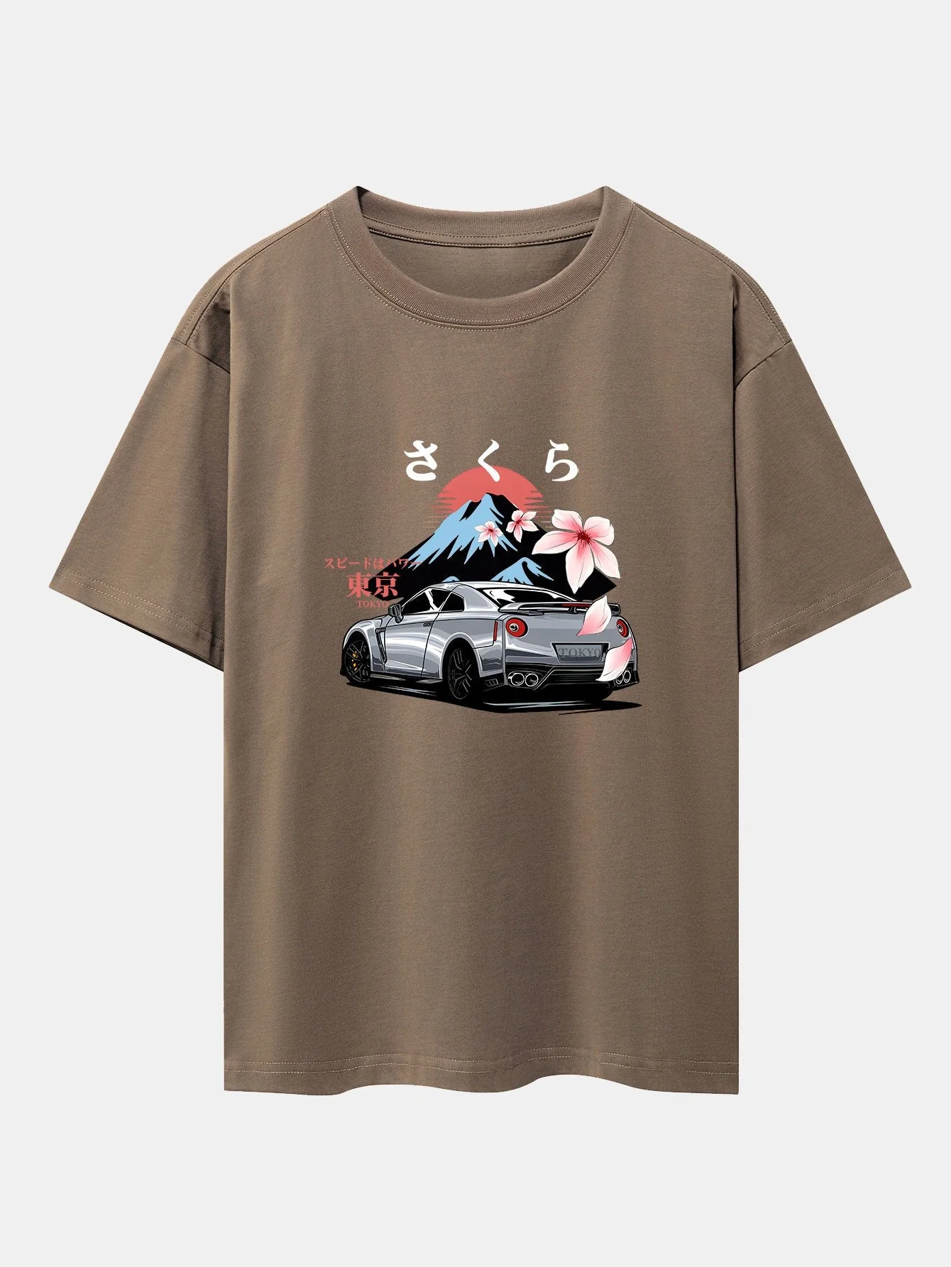 Howard® | Tokyo Cherry Blossoms Car Print Drop Shoulder Oversize T-Shirt - Image 6