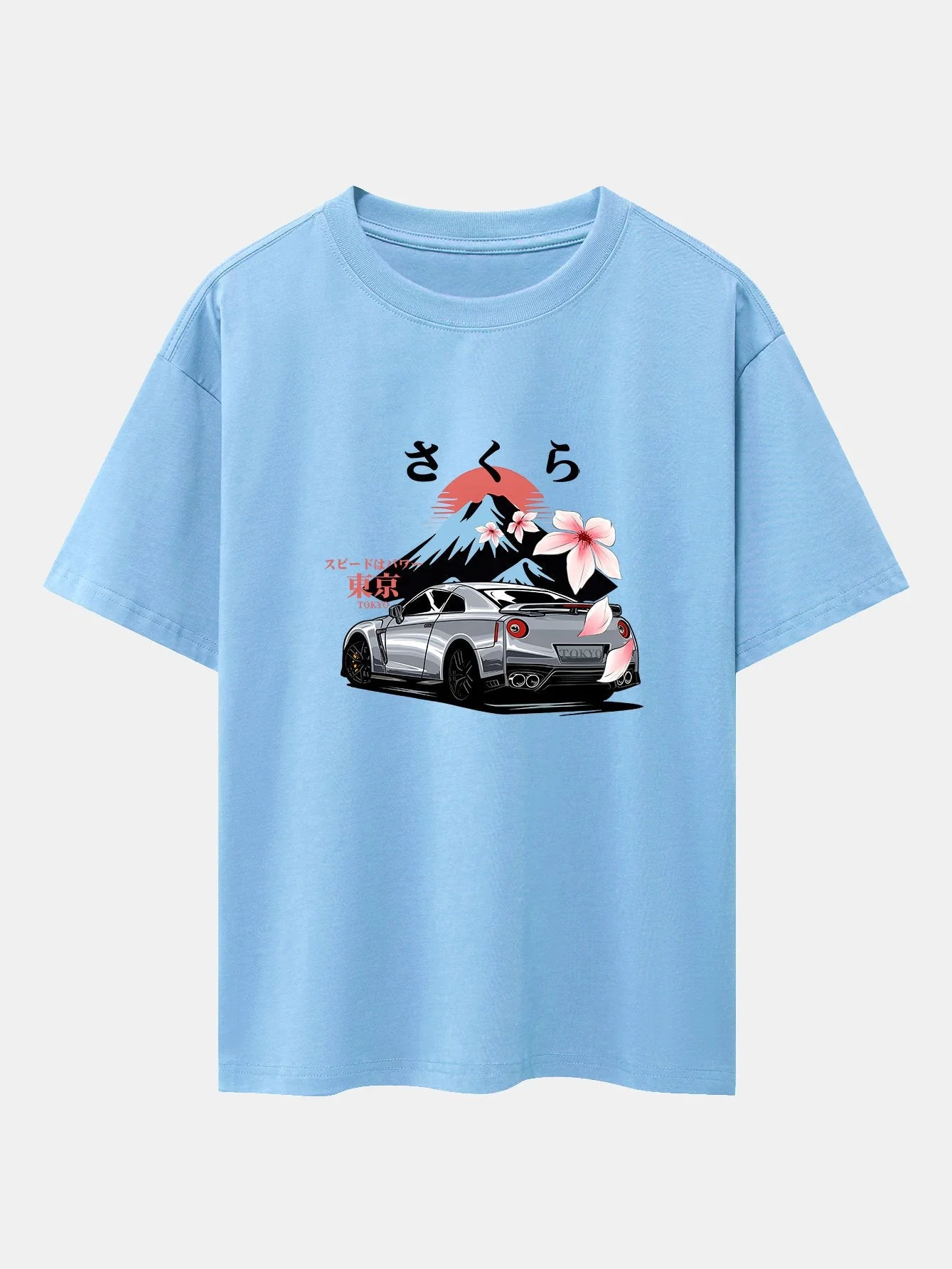 Howard® | Tokyo Cherry Blossoms Car Print Drop Shoulder Oversize T-Shirt - Image 7