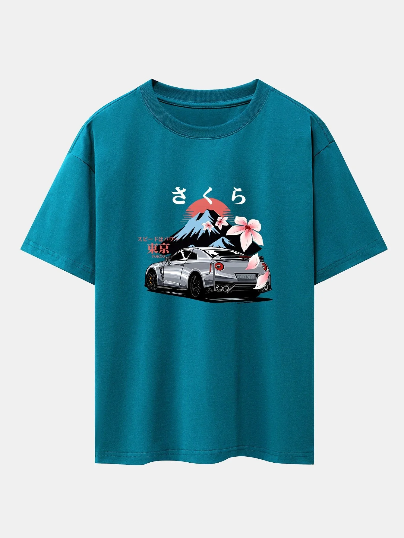 Howard® | Tokyo Cherry Blossoms Car Print Drop Shoulder Oversize T-Shirt - Image 8