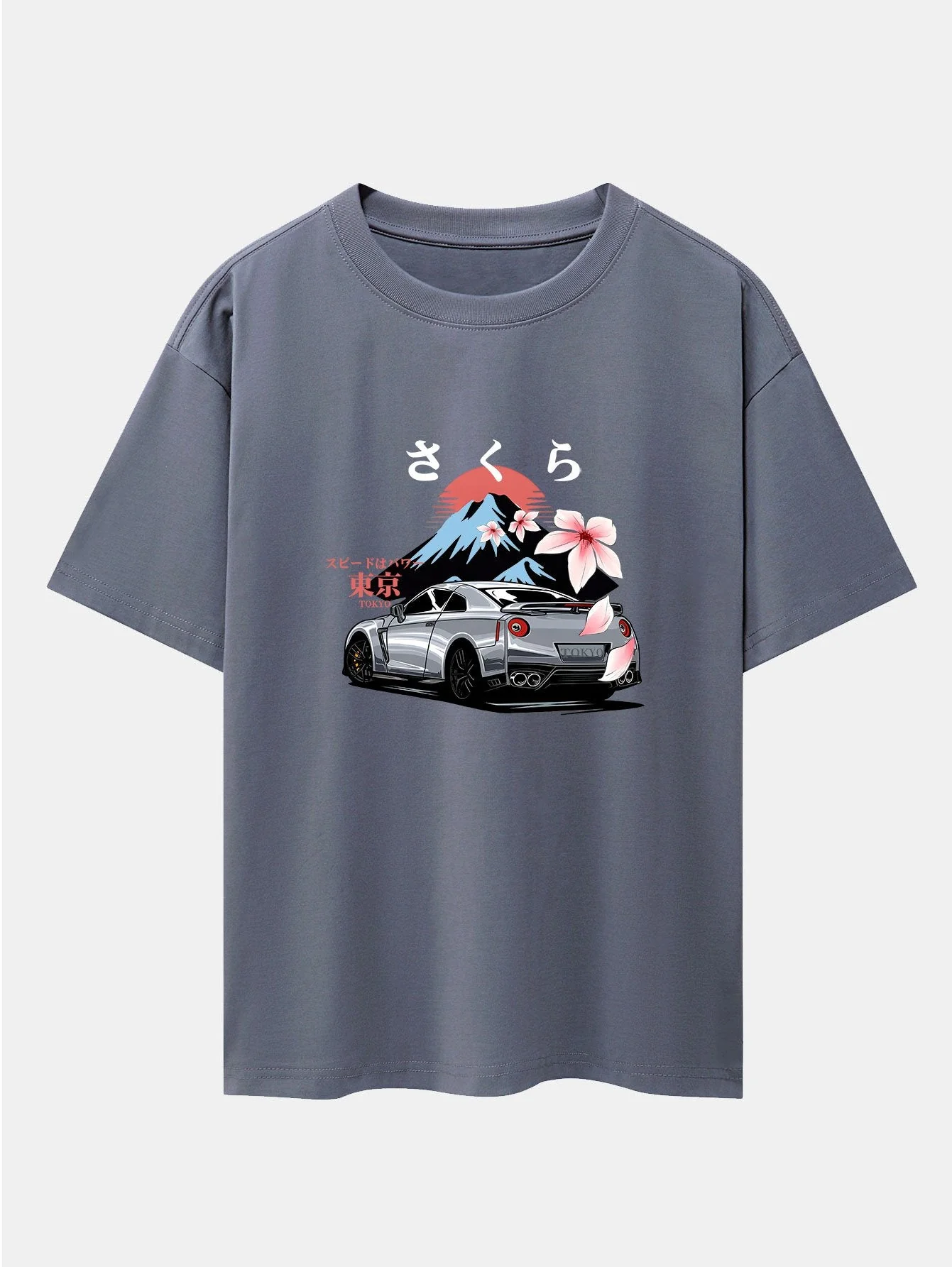 Howard® | Tokyo Cherry Blossoms Car Print Drop Shoulder Oversize T-Shirt - Image 9