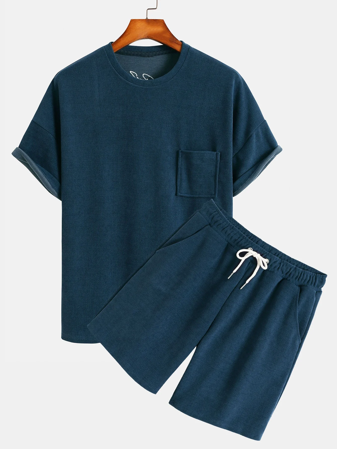 Hugo® | Dropped Shoulder Corduroy T-Shirt & Shorts - Image 2
