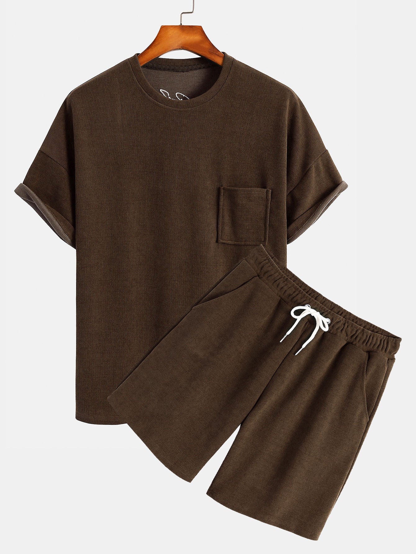 Hugo® | Dropped Shoulder Corduroy T-Shirt & Shorts - Image 4