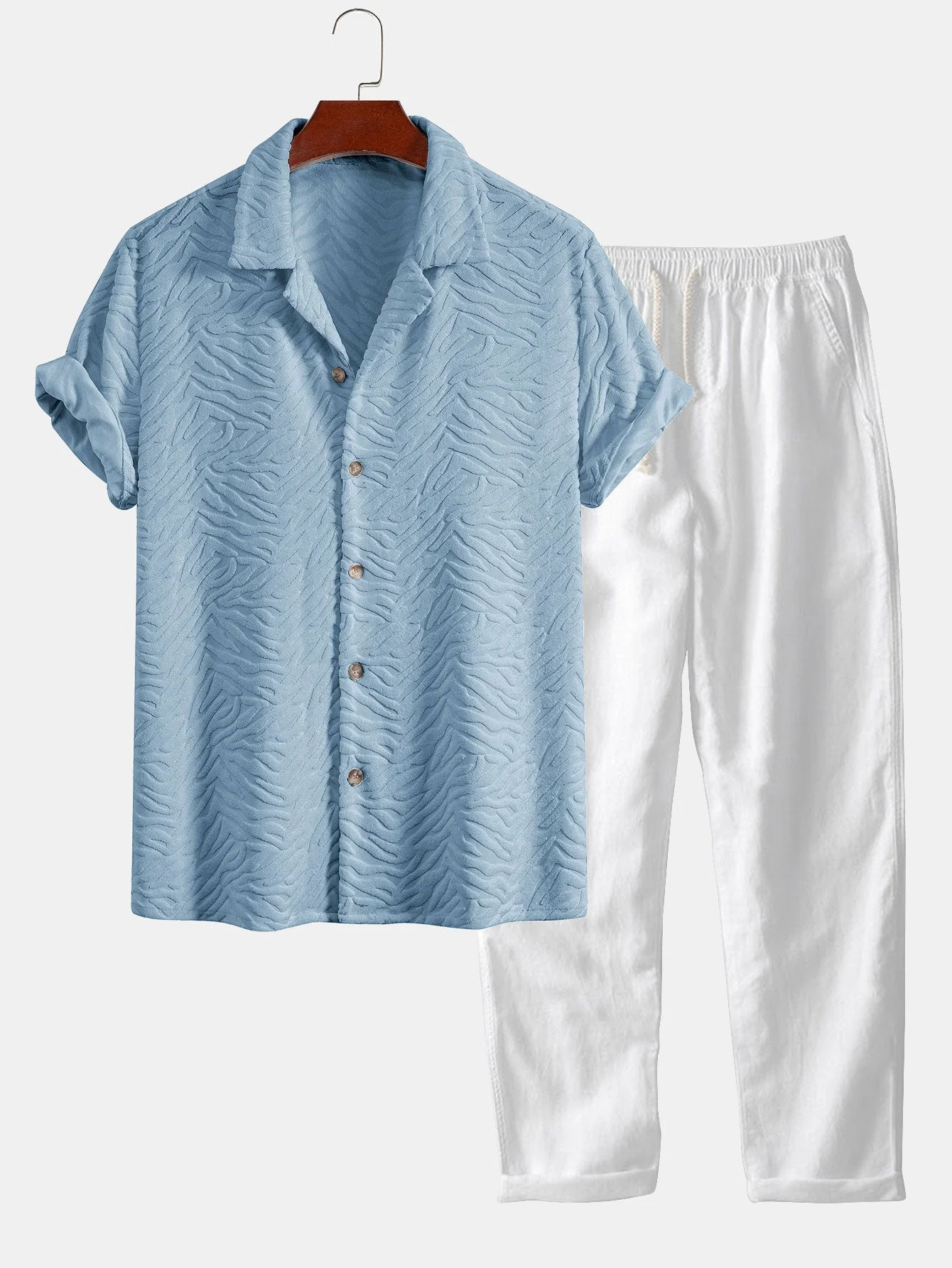 Humberto® | Animal Texture Terry Cuban Shirt & Straight Leg Linen Pants - Image 3