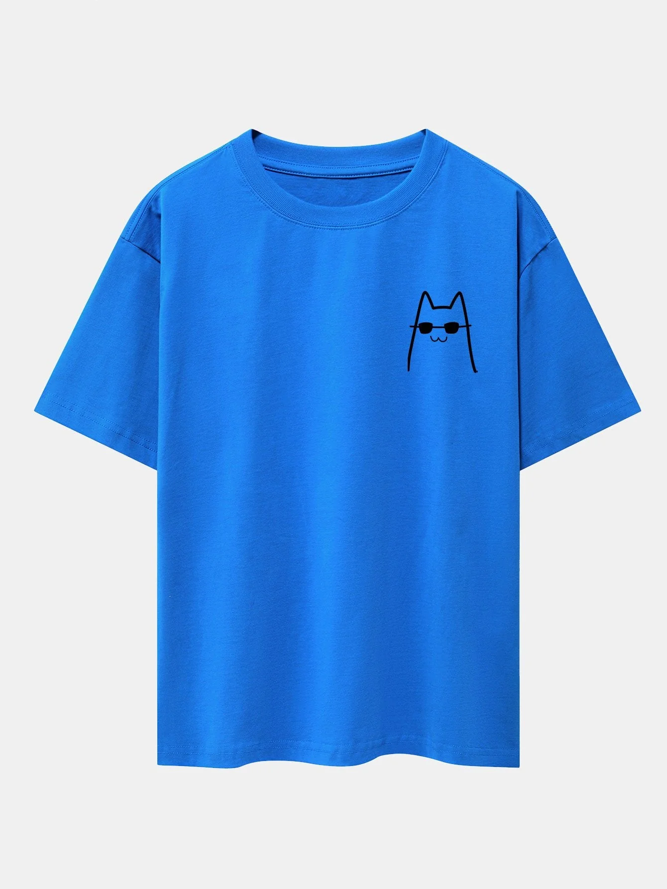Humberto® | Cat With Sunglasses Print Drop Shoulder Oversize T-Shirt - Image 10