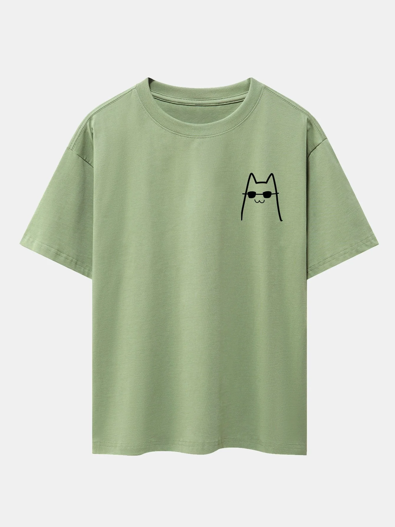Humberto® | Cat With Sunglasses Print Drop Shoulder Oversize T-Shirt - Image 11