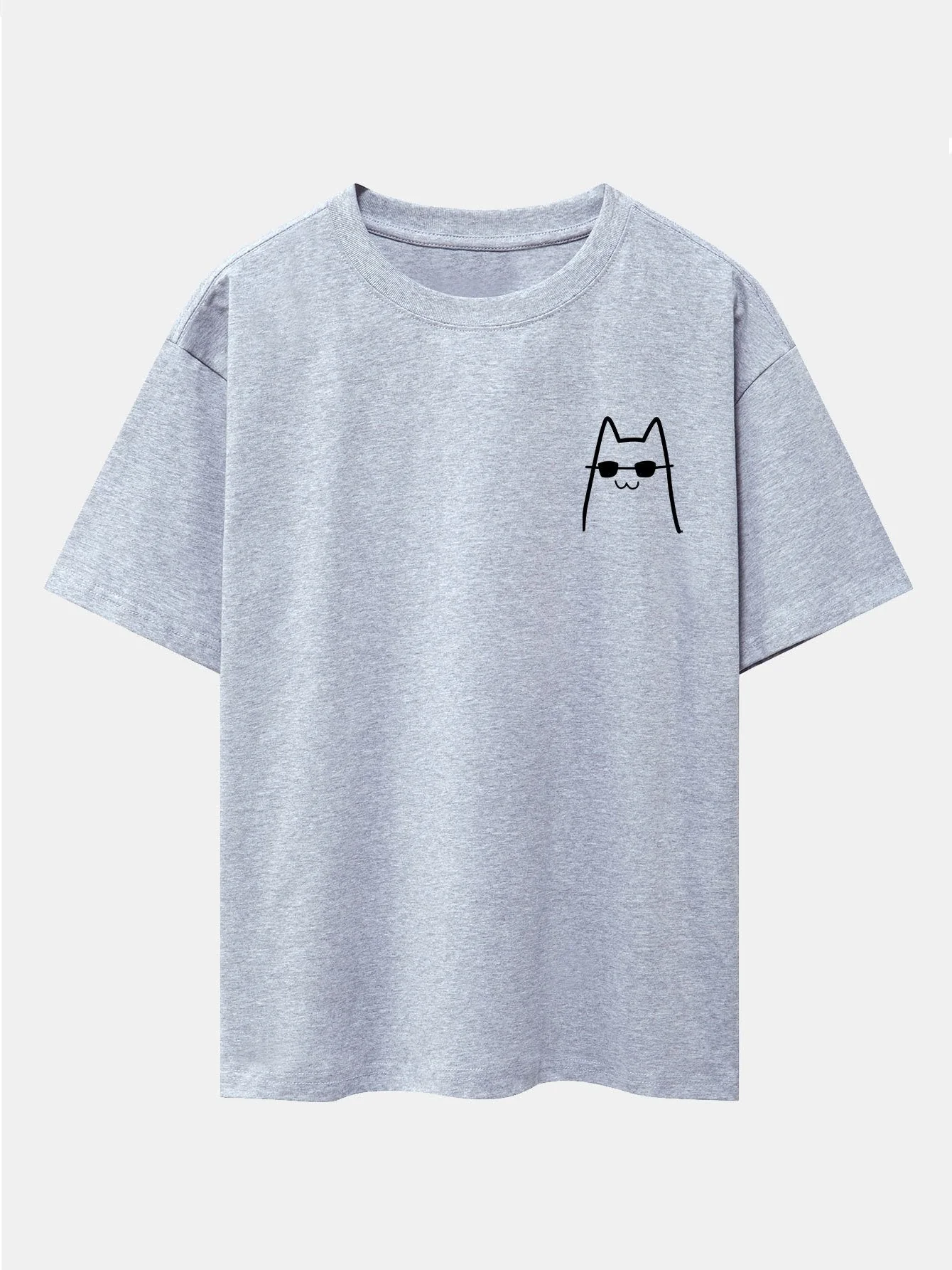 Humberto® | Cat With Sunglasses Print Drop Shoulder Oversize T-Shirt - Image 14