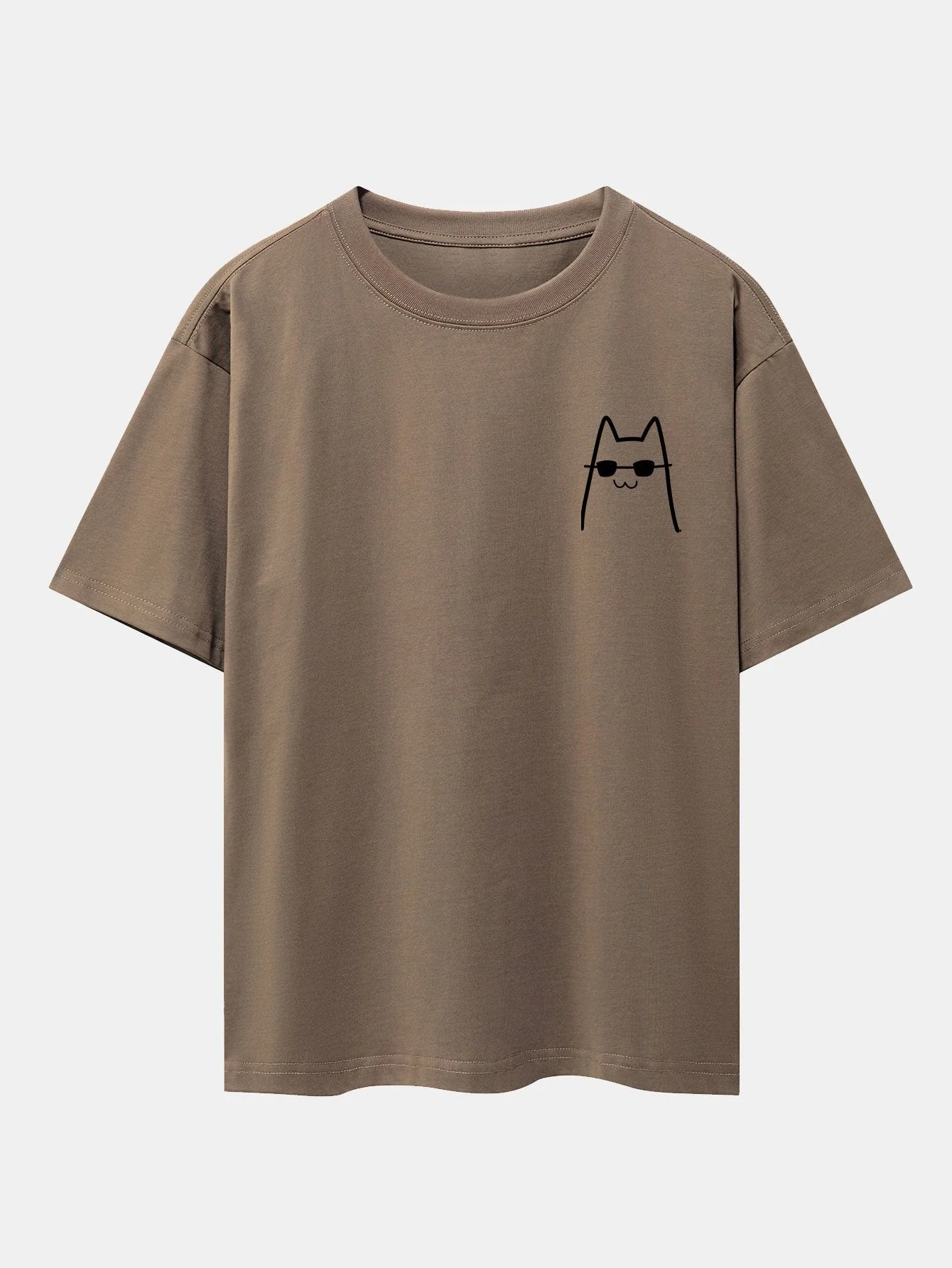 Humberto® | Cat With Sunglasses Print Drop Shoulder Oversize T-Shirt - Image 2