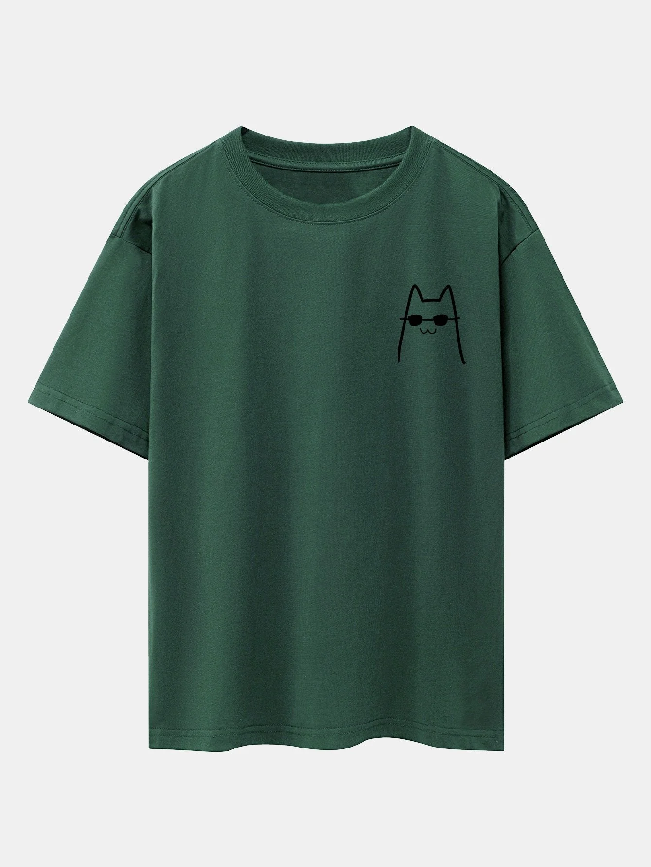 Humberto® | Cat With Sunglasses Print Drop Shoulder Oversize T-Shirt - Image 3