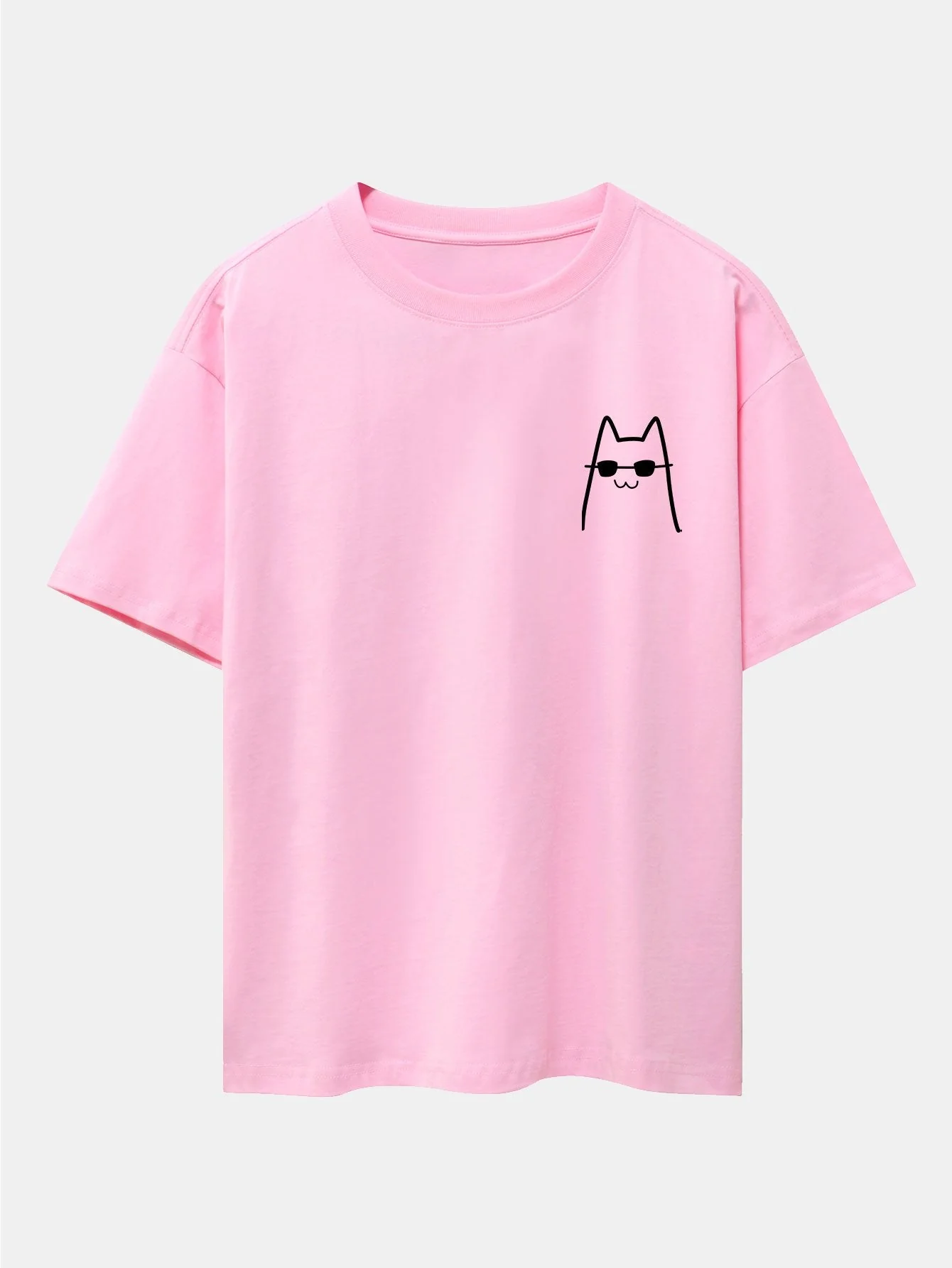 Humberto® | Cat With Sunglasses Print Drop Shoulder Oversize T-Shirt - Image 4