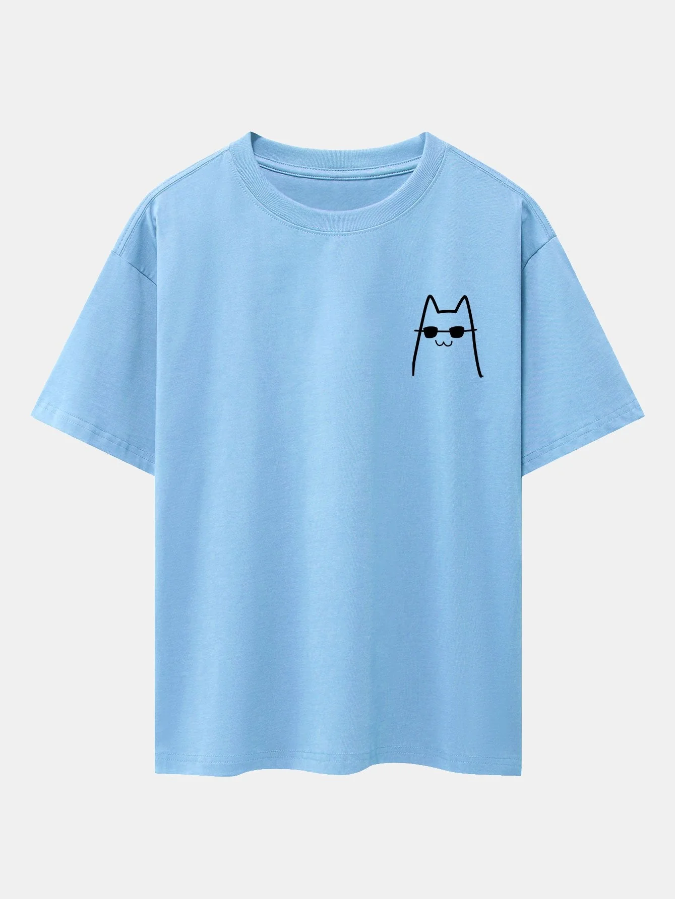 Humberto® | Cat With Sunglasses Print Drop Shoulder Oversize T-Shirt - Image 5