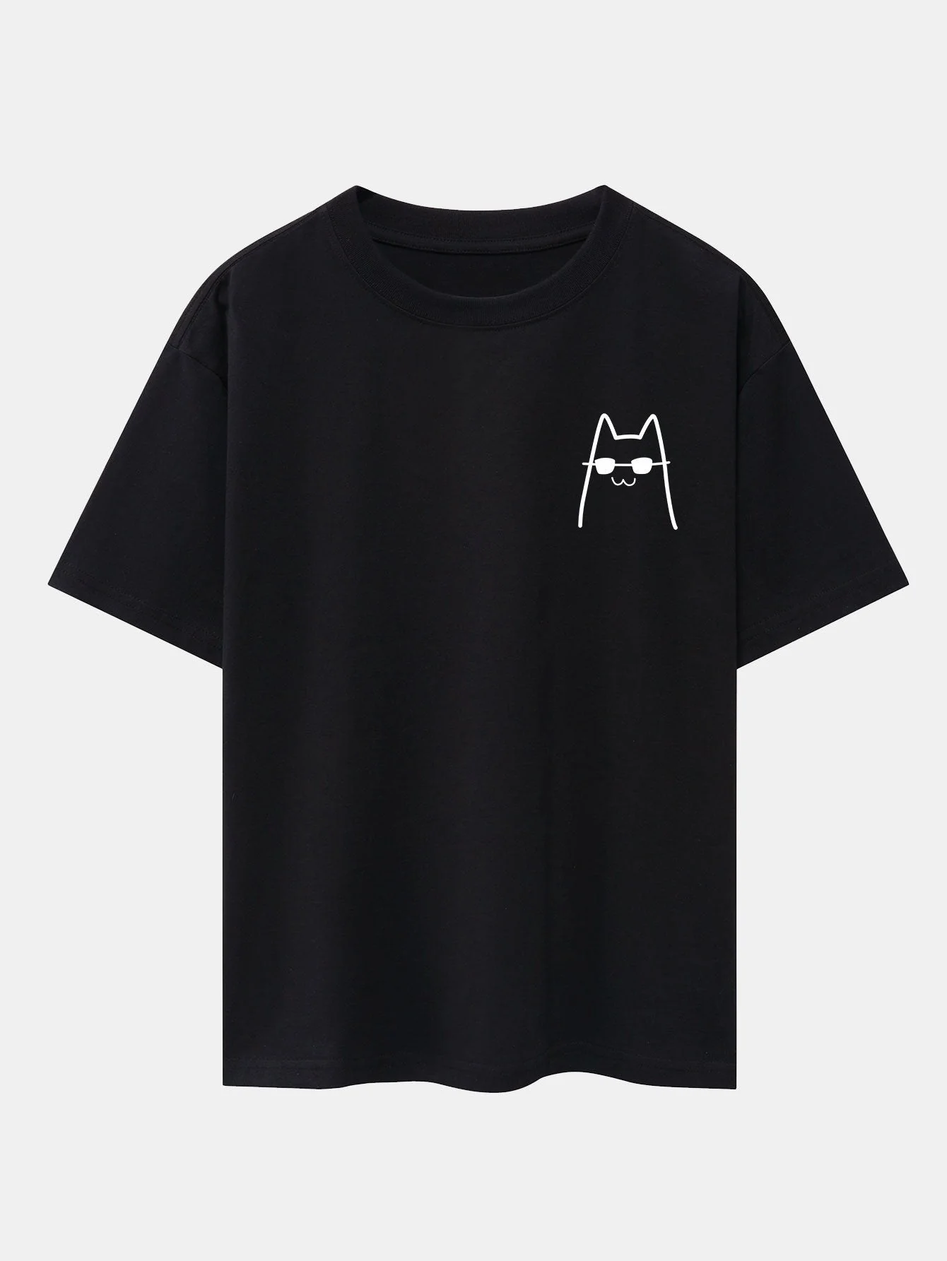 Humberto® | Cat With Sunglasses Print Drop Shoulder Oversize T-Shirt - Image 6
