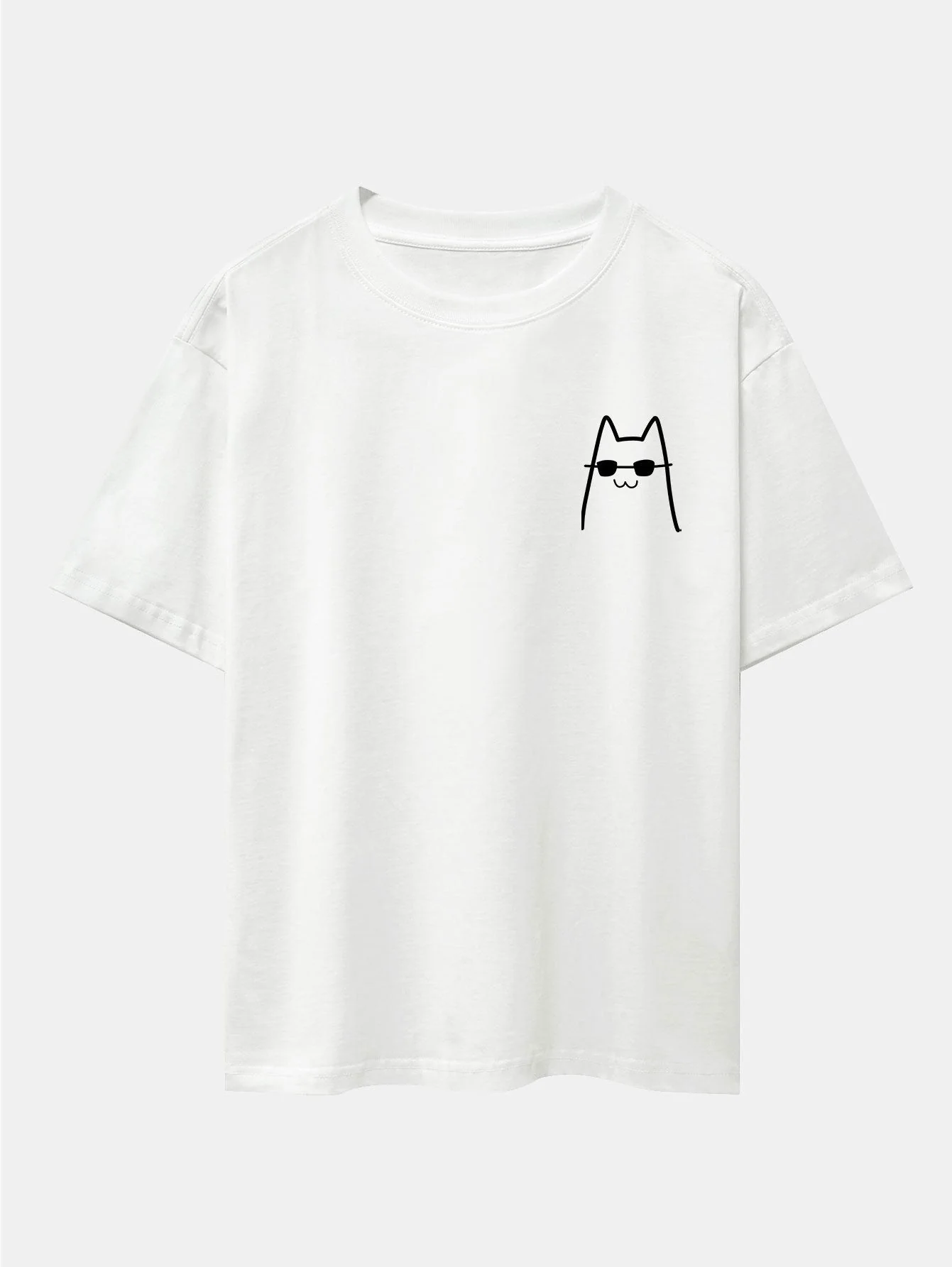Humberto® | Cat With Sunglasses Print Drop Shoulder Oversize T-Shirt - Image 7