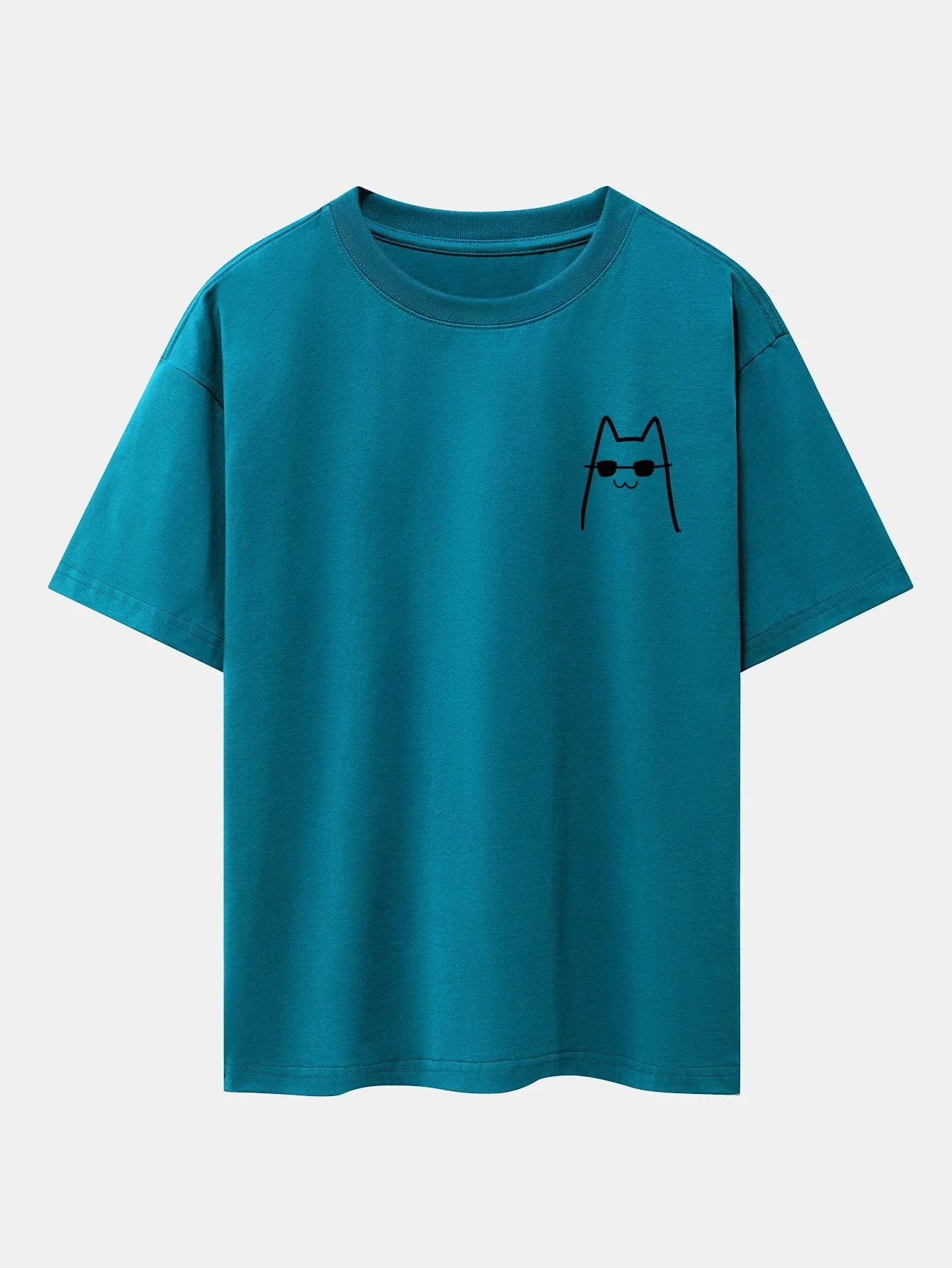 Humberto® | Cat With Sunglasses Print Drop Shoulder Oversize T-Shirt - Image 8